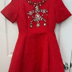 Elegant Red Kids Dress with Jewel Accents